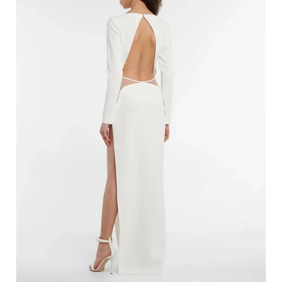 Monot Cutout Open Back Crepe Gown Off White Size 6 - Picture 3 of 11